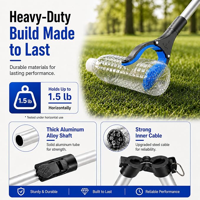 36" Grabber Reacher Tool, Reacher Grabber Pickup Tool with 4" Wide Anti-Slip Jaw, Rotating Head and Magnetic Tip, Grabbers for Seniors, Post-Surgery Use Heavy Duty, Blue