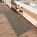 AMOAMI Upgraded Waffle Runner Rug, Super Absorbent Non Slip Bath Mats for Bathroom Floor, Washable Bathroom Runner Rug with Tassels, Ideal for Hallway Bedroom Laundry Room, Green, 2'x 4'(24" x 48")