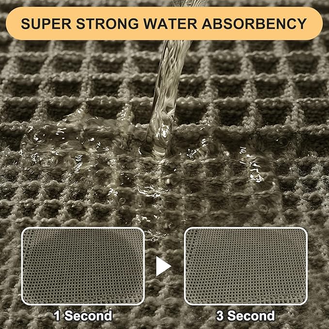 IM HOME Extra Large Waffle Bath Mat, Greyish Green 5'x2', Boho Bathroom Rugs Absorbent Non Slip, Ultra Soft Bathroom Mat, Machine Washable Knit Bath Rugs with Tassels for Bathroom, Kitchen, Tub