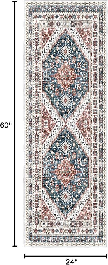 Madane Hallway Runner Rug - 2x5 Rug Runner Washable Runner Rugs Non-Slip Low-Pile Kitchen Runner Rug Laundry Room Rug Throw Carpet for Entrance Bedroom Living Room (2'x5', Navy Blue)