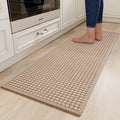 YDKGL Kitchen Runner Rugs Non Slip Washable, Super Absorbent Soft Chenille Braided Kitchen Mats for Floor Rubber Backing Standing Sink Mat Floor Mat, Easy to Clean, Brown 17"x59"