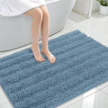 OLANLY Thick Large Bathroom Rugs 44x32, Extra Soft Absorbent Chenille Striped Bath Rugs, Rubber Backing, Machine Wash, Bath Mats for Bathroom Floor, Tub and Shower, Home Decor Accessories, Airy Blue