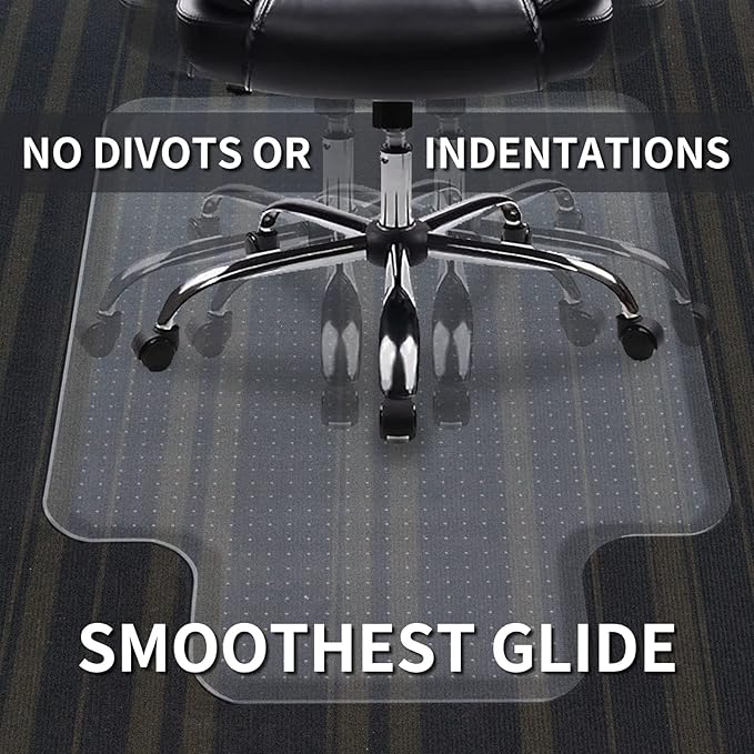 Chair Mat for Carpeted Floor with Lip,47''×36'' PVC Carpet Protector for Low Pile Carpets Heavy Duty Effective Grip Anti-Slip,Won't Crack,Easy to Clean for Office and Home