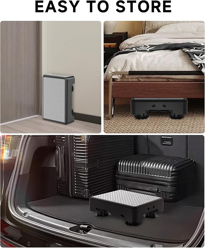 Adjustable Step Stool for Adults, Bed Step Stools, 600 LBS Capacity Safety Wide Step Platform, Indoor and Outdoor Steps for Seniors, Non-Slip Stepping Stool Elderly Assistance, Grey