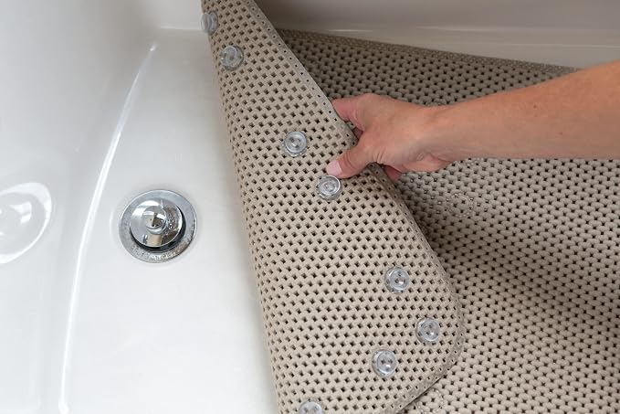 Duck Brand Clorox Cushioned Foam Bath Mat for Tubs, Non-Slip with Suction Cups, 17 Inches x 36 Inches, Taupe