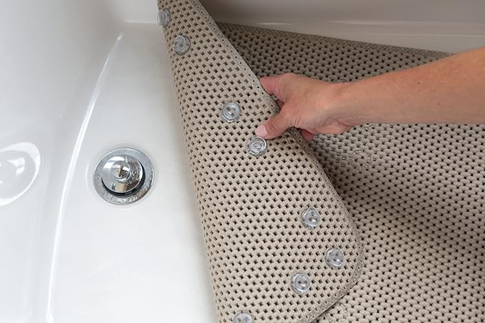 Duck Brand Clorox Cushioned Foam Bath Mat for Tubs, Non-Slip with Suction Cups, 17 Inches x 36 Inches, Taupe (Pack of 4)
