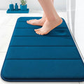 OLANLY Memory Foam Bath Mat 24x16, Super Soft Absorbent Bathroom Rugs, Quick Dry, Machine Washable Shower Floor Rugs, Bathmat Carpet, Bathroom Home Decor Accessories, Navy Blue