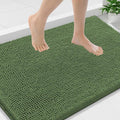 Smiry Luxury Chenille Bathroom Rugs 36x24, Extra Soft and Absorbent Shaggy Bath Mat, Machine Washable, Non-Slip Plush Carpet Runner for Tub, Shower, and Floor, Home Decor Accessories, Olive Green