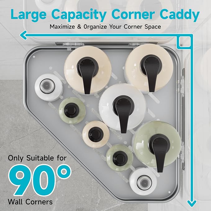 Veken Aluminum Corner Shower Caddy 4-Pack, Never Rust, No Drilling Adhesive Shelves, Stainless Rack with Soap Holder, Bathroom Organizers and Storage, Wall-Mounted Kitchen & Home Decor, Silver
