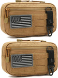 2 Pack Tactical Molle Admin Pouch with US Flag Patch and Keychain - Utility Laser Cut Tactical EDC Tool Pouch Bag Horizontal Modular Pouches Utility Tool Pouch