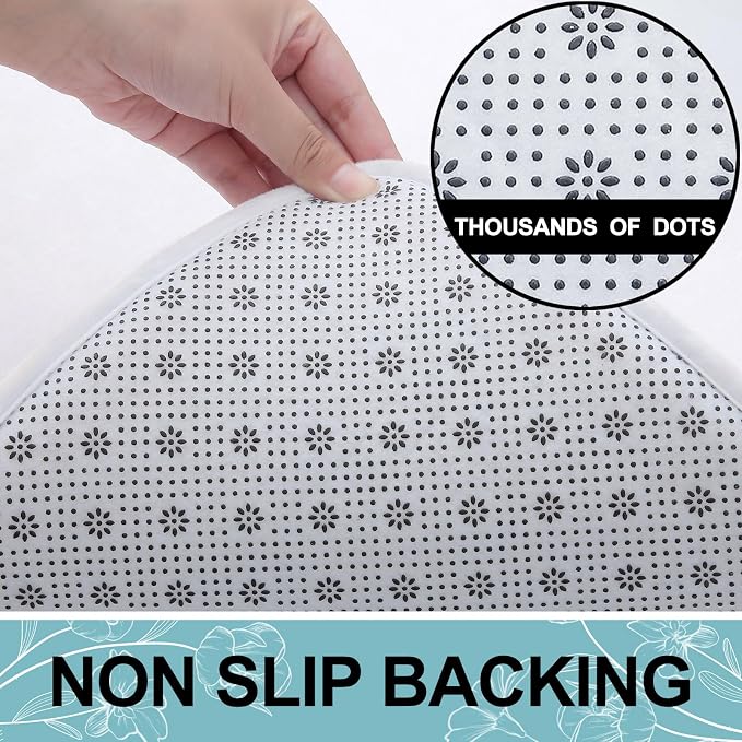 Smiry Memory Foam Toilet Rugs U-Shaped 20x20, Extra Soft Absorbent Non-Slip Contour Bathroom Rugs, Machine Washable Bath Mats for Toilet, White
