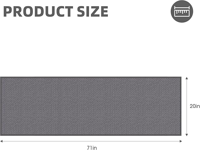 Kitchen Mats for Floor - Kitchen Rugs Non Slip Washable 20"x71", Grey