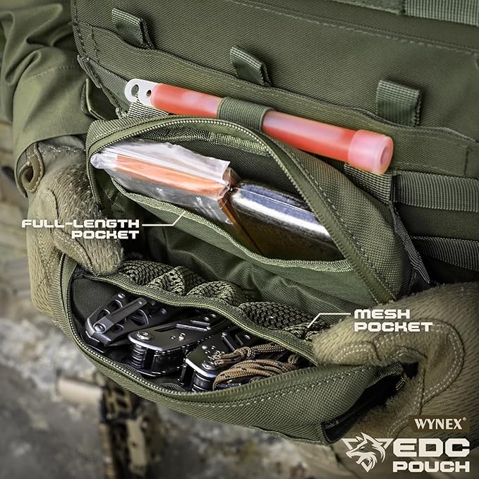 WYNEX Tactical Molle Admin Pouch,Tactical EDC Bag Utility Laser Cut EDC Tool Pouch Bag Annexes with American Flag