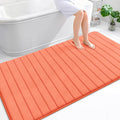 OLANLY Memory Foam Bath Mat 70x46, Super Soft Absorbent Bathroom Rugs, Quick Dry, Machine Washable Shower Floor Rugs, Bathmat Carpet, Bathroom Home Decor Accessories, Coral