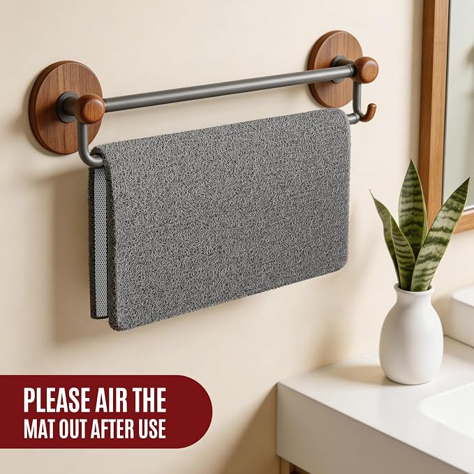Joyhalo Shower Mat Bathtub Mat Non Slip, Bathmats Non Slip, Quick Drying Foot Scrubber Loofah Mats for Shower, Tub, Bathroom, Home, 24 * 24inch, Grey