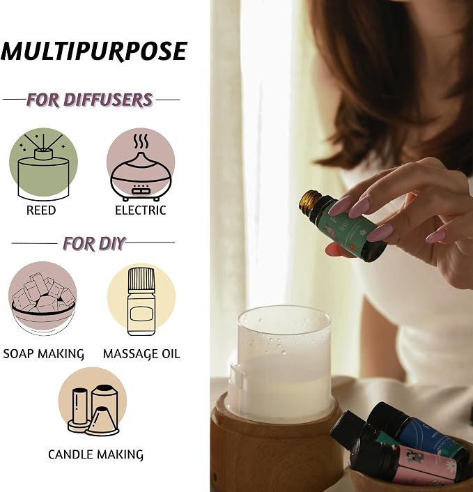 Folkulture Fall is in The Air Essential Oils Set of 6 | Diffuser Fragrance Oils for Home | Vanilla, Pumpkin Spice & More | Aromatherapy Gift for Fall, New Year & Valentine’s Day