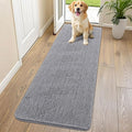 Smiry Dog Door Mat for Muddy Paws 70x24, Absorbent Dirt Trapper, Non-Slip Washable Chenille Entryway Rug for Inside Floor, Grey, Classic Solid