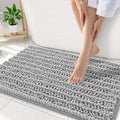 Smiry Bathroom Rugs Mat 34x21, Extra Soft Absorbent Chenille Bath Rugs, Non Slip Rubber Backing Machine Washable Quick Dry Bath Mats for Bathroom Floor, Tub, Shower, Home Decor Accessories, Light Grey