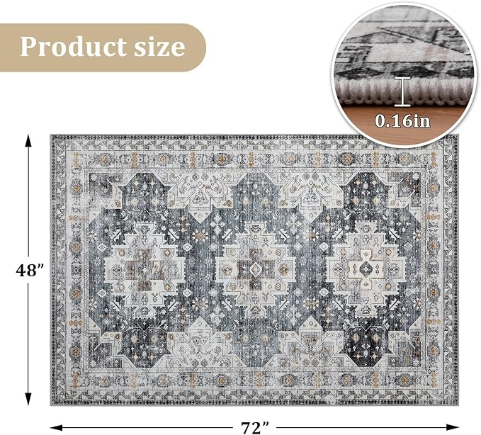 chakme Office Chair Mat for Hardwood Floor, 72"x48" Easy Glide Computer Desk Mat Protector for Rolling Chair Under Desk Rug Nonslip Backing, Machine Wash, (Boho)
