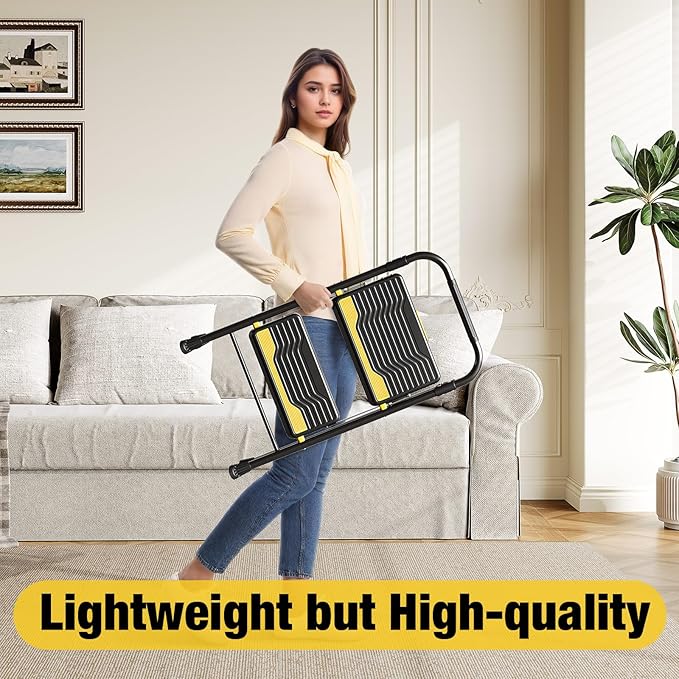 Urackify 2 Step Ladder, Heavy-Duty Pass 800lb Capacity Test, Wide Anti-Slip Steps & Secure Handrail Compact, Folding Step Stool Portable Design for Home, Kitchen, Office, Pantry, Closet Use, Black