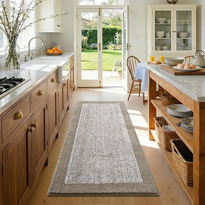 48x24 Long Bathroom Rugs Non Slip Washable, Large Bath Rugs for Bathroom Floor Tub,Soft Absorbent Quick Dry Bath Mats for Shower, Bathtub, Home Decor（Greige）