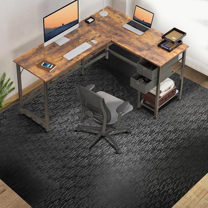 Office Chair Mat, TYDLE 50" x 65" Large Chair Mat for Hard Floor, Vinyl Floor Mat for Gaming Chairs, Slip Resistant Floor Protector Rolling Computer Desk Mat for Hardwood Floor, Black