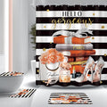 4Pcs Black and Orange Shower Curtain Set, Burnt Orange Fashion Flower Perfume High Heels Books Bathroom Curtain with Rug, Toilet Lid Cover, Bath Mat, Women Girl Shower Curtain with 12 Hooks