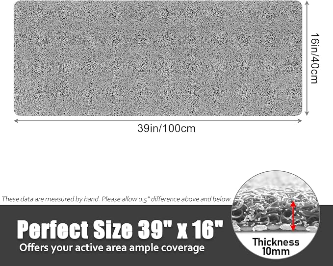 Bathtub Mat Shower Mat Non-Slip - 16x39 Inch Soft Comfort Bath Mat with Drainage Holes, PVC Loofah Massage Bathmat for Shower, Tub, Bathroom, Wet Areas, Quick Drying