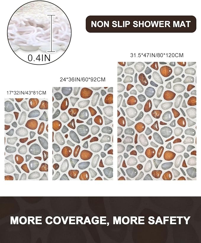 Large Shower Mat Non Slip: Anti Slip Shower Mats for Inside Shower, Soft PVC Loofah Shower Floor Mat, Extra Large Bath Mat for Shower, Tub, Bathroom, Floor, Kitchen, Home, Pool, Hotel, Quick Drying