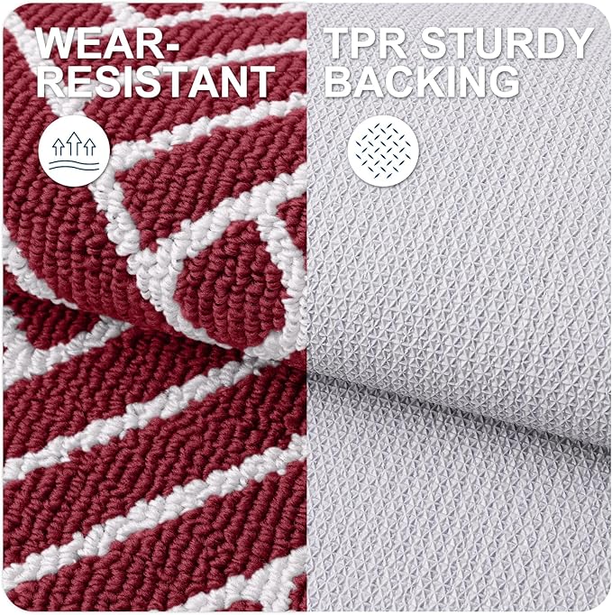 OLANLY Indoor Door Mat, 36x24 Inch, Dirt Resistant and Absorbent, Non-Slip Rubber Backing Floor Mats, Easy Clean Low-Profile Doormat for Entryway, Front Door, and Inside Entrance, Burgundy