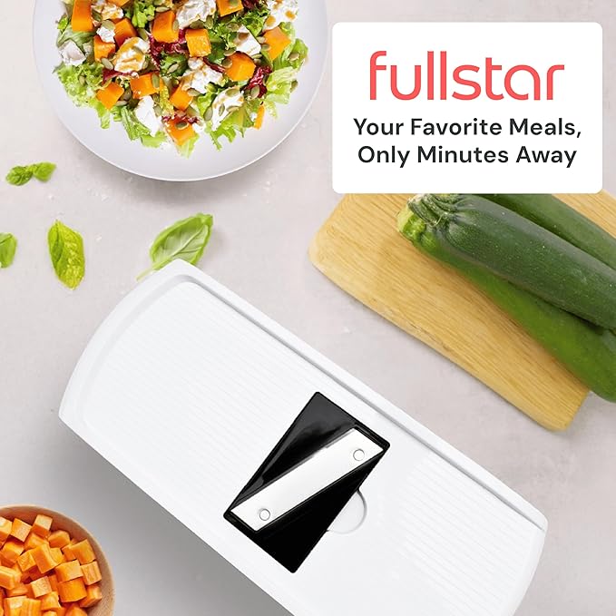 Fullstar All in One Vegetable Chopper and Mandoline Slicer - Food Chopper with Container and Julienne Slicer, Fruit Slicer, Veggie Cutter, Kitchen Gadgets & Gift for Mom (8 in 1, White)