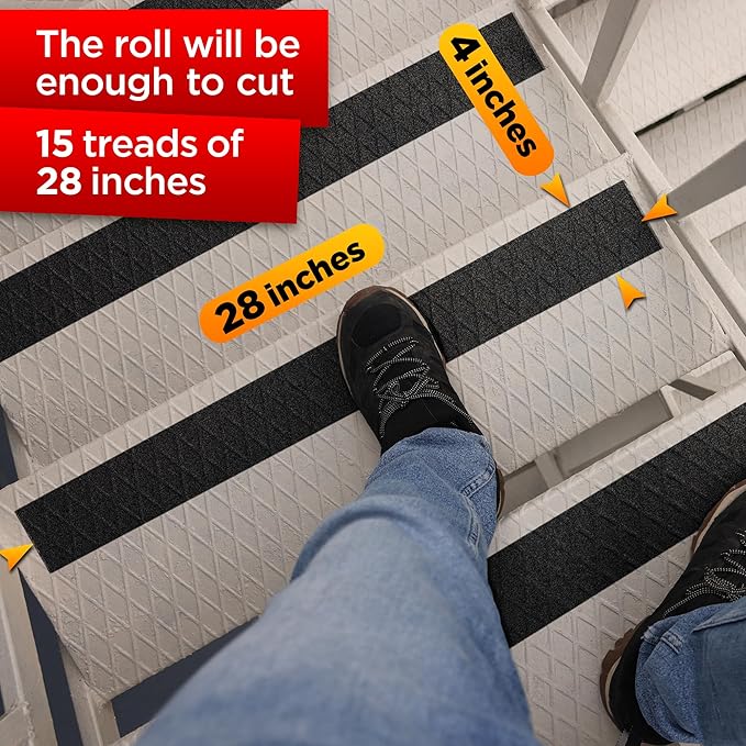 Trazon Grip Tape - Heavy Duty Anti Slip Tape with Aggresive Adhesion for Irregular or Textured Surfaces Outdoor/Indoor Waterproof 4Inch x 35Ft Safety Non Skid Roll