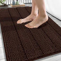 OLANLY Thick Bathroom Rugs 34x21, Extra Soft Absorbent Chenille Striped Bath Rugs, Rubber Backing, Machine Wash Dry, Bath Mats for Bathroom Floor, Tub and Shower, Home Decor Accessories, Brown