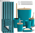 Clara Clark Bathroom Accessories Set - Bathroom Set, Bathroom Sets with Shower Curtain and Rugs, Shower Curtain Set with Bathroom Trash Can - Teal - 22PC