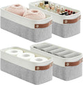 Bagnizer Small Fabric Storage Baskets, 15x6x5 inch Narrow Storage Bins 4-Pack Long Storage Basket for Organizing with Handles, Decorative Basket for Closets, Shelves, Toilet Paper, Grey