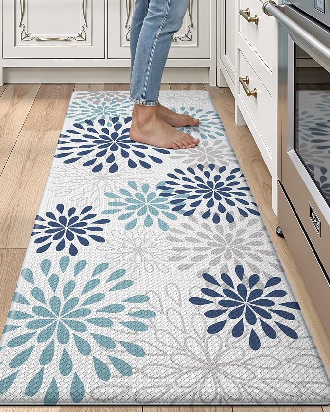 LUMI Anti Fatigue Kitchen Cushioned Mat for Floor, Padded Waterproof Runner for Standing, Stain Resistant Comfort Rugs for Home, Sink, Laundry, 24x87
