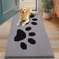 Smiry Dog Door Mat for Muddy Paws, Absorbs Moisture and Dirt, Low-Profile Entryway Mat with Non-Slip Backing, Entry Indoor Outdoor Doormat for Inside Floor (48x30 Inches, Grey, Paw)