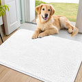 Smiry Dog Door Mat for Muddy Paws 36x24, Absorbent Dirt Trapper, Non-Slip Washable Chenille Entryway Rug for Inside Floor, White, Classic Solid
