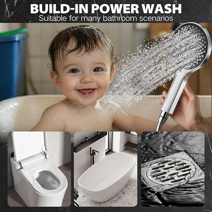 Shower Head,12”Rain Shower Head with Handheld Spray Combo and Adjustable Extension Arm/Shower System,High Pressure Rain Fall Hose,Chrome