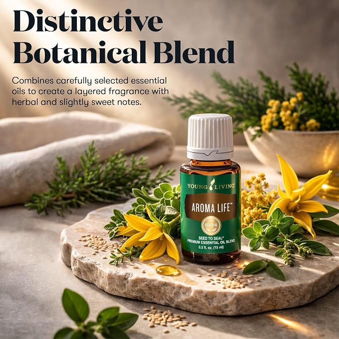 Young Living Aroma Life Essential Oil Blend | 15 ml | Ideal for Massage & Aromatherapy Diffusers | Calming Herbal Scent for Relaxation & Tranquility | Self-Care & Wellness Ritual
