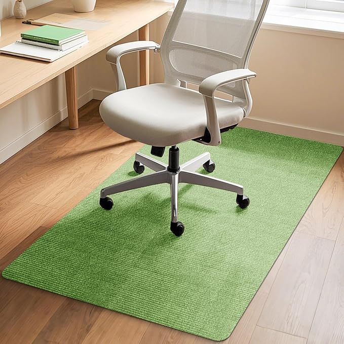 Office Chair Mat for Hardwood Floors 48"x36", Durable Non-Slip Large Tile Floor Protector, Anti-Scratch Thick Heavy-Duty Recyclable Gliding Desk Mats for Computer Rolling Chairs, Green
