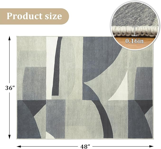 Office Chair Mat for Hardwood Floor, 48"x36" Easy Glide Computer Desk Mat Protector for Rolling Chair Under Desk Rug Nonslip Backing, Machine Wash (Modern)