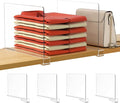 HBlife 4 Pack Closet Organizers and Storage, Clear Shelf Dividers, Vertical Purse Organizer for Closet Perfect for Sweater, Shirts, Handbags in Bedroom and Kitchen, Acrylic Bookshelf for Organization