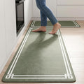 Sage Green Retro Elegance Frame Textured Kitchen Rug Sets [2 PCs], Anti-Fatigue, Waterproof Non-Slip Kitchen Mats Heavy Duty Comfort Foam Rug for Kitchen, Floor, Laundry,17"x29"+17"x47"