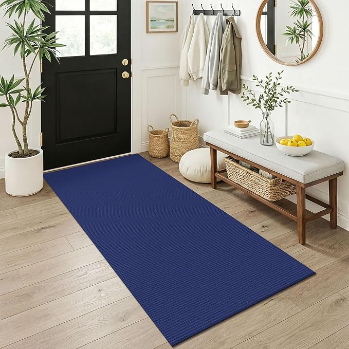 KOZYFLY 3x6 Washable Runner Rug, Non Slip Wide Runners for Hallway, Woven Large Entryway Runners, Braided Floor Carpet Runner for Entry, Kitchen, Bedside, Hall, Royal Blue/Navy