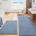 YIHOUSE Long Large Bathroom Rugs Sets 2 Piece, Quick Dry Thin Bath Mat, Non Slip Absorbent Machine Washable, Bath Runner Rug for Tub Sink Home Decor (24"x36" + 24"x59",Navy Blue)