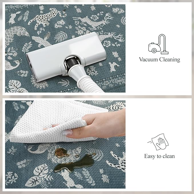 LEEVAN Anti Fatigue Mats for Kitchen Floor Non-Slip, Cushioned Kitchen Mats for Floor 2 Piece, Blue Memory Foam Kitchen Mat Set, Waterproof Ergonomic Standing Mat for Bar, Office,Desk, Laundry