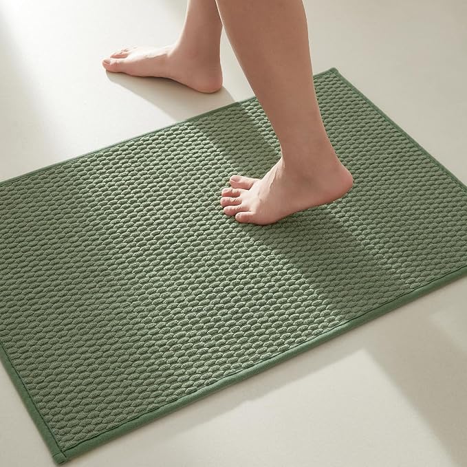 TYUU Bathroom Rugs Non Slip Washable, Super Absorbent Thin Bath Mat Small Quick Dry Low Pile Bathroom Rug, Sage Green 20"x30"