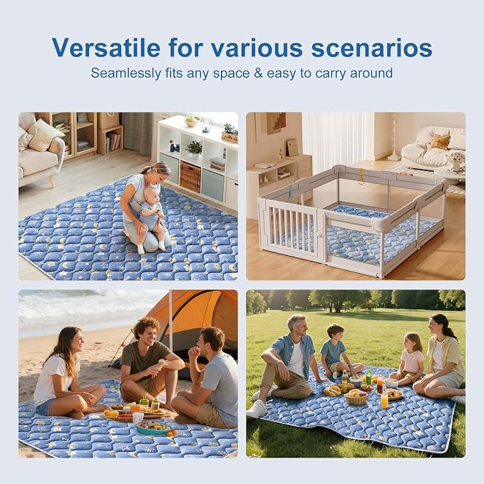Odorless Premium Foam Baby Play Mat 50" x 50", Soft Microfiber Fabric Crawling Mat for Floor- Comfortable and Hypoallergenic, Non-Slip Cushioned Floor Playpen mat for Infants,Babies,Toddlers