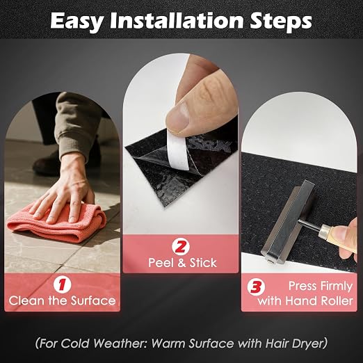 S&X Patterned Anti Slip Tape – 6 Inch x 60 Ft, Black Non Slip Grip Tape with Decorative Grit Surface for Stairs, Floors, and Ramps – Waterproof, Heavy Duty
